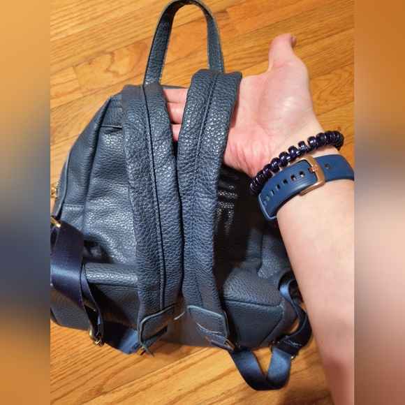 Adrienne Vittadini backpack purse, H 11"/L 13"/ W 5", navy and brown - Picture 10 of 16